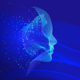 stylised face in profile made up with waveforms